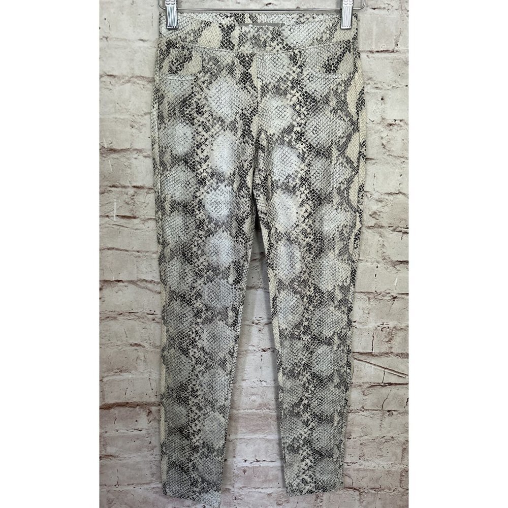 Tractr Girls Leggings Pants Snakeskin Print Stretch Pull On Ivory Gray Size 10